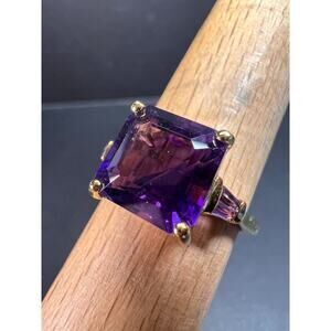 NEW African amethyst ring in vermeil yellow gold size 9